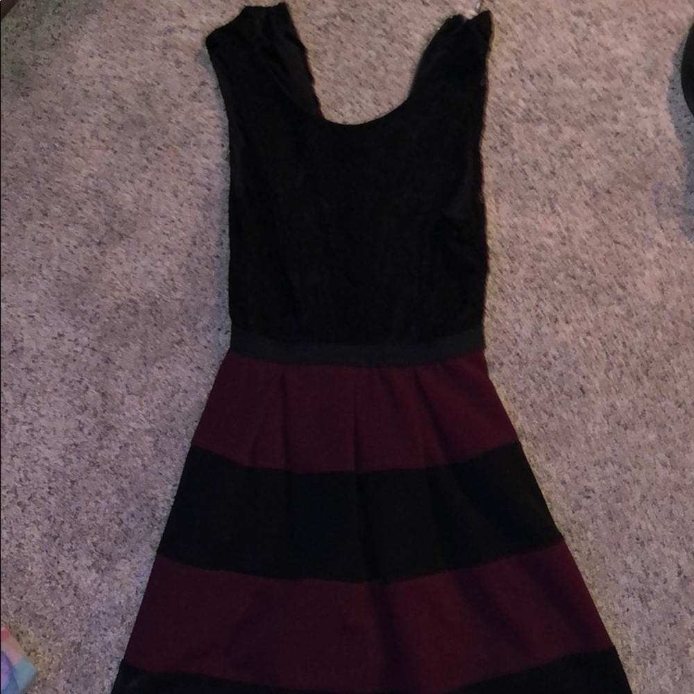 Maroon and black stripped dress